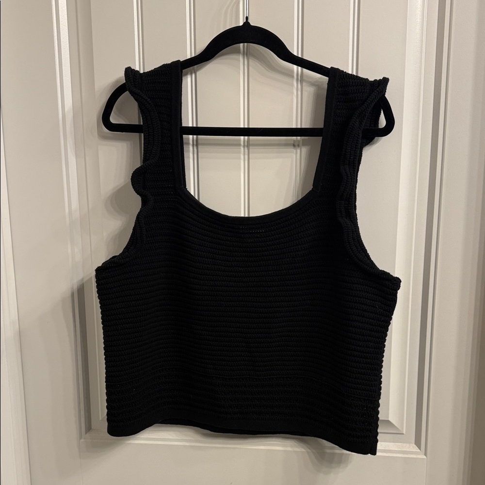 Gap Crochet Black Ruffle Tank Top